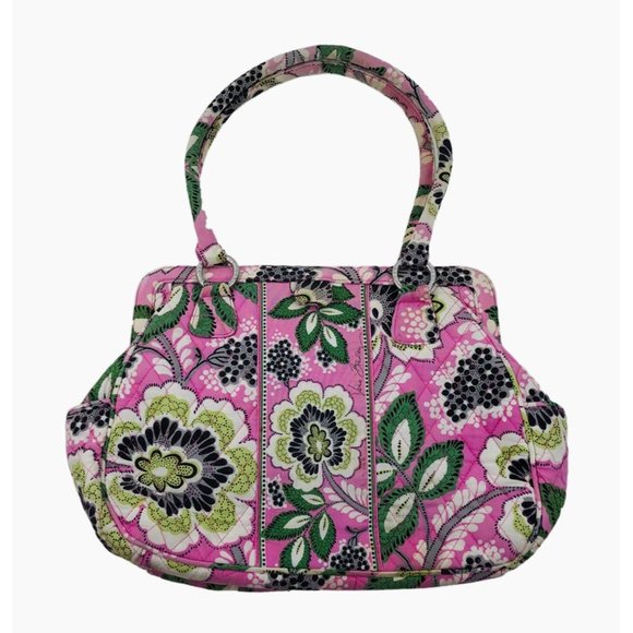 Vera Bradley Retired Priscilla Pink Flower Clamshell Shoulder Purse Handbag - Picture 2 of 10